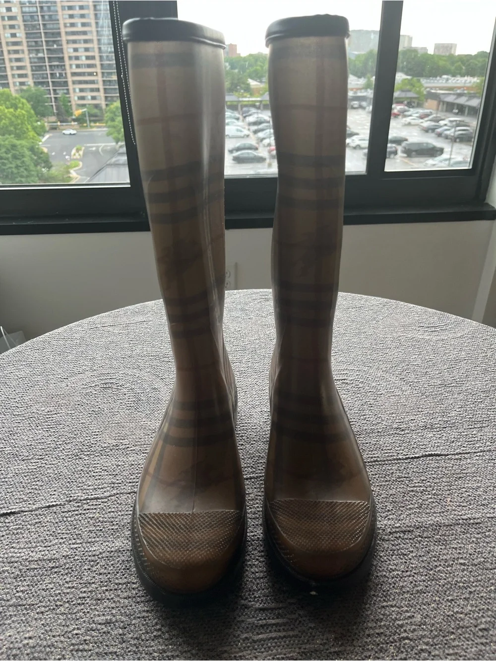 Classic Plaid Women's Tall Rain Boots - Brown
